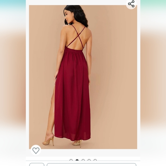 Red, large, deep plunge, low back maxi dress, size large - Picture 3 of 4